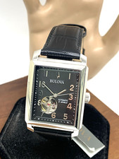 Relógio masculino Bulova 96A269 automático mostrador preto pulseira de couro retangular 33x40mm comprar usado  Enviando para Brazil