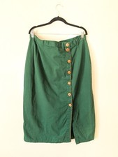 Saia Maxi Vintage Anos 90 Cottage Core 22 Botões de Madeira Marrom Verde Modesto Ocidental, usado comprar usado  Enviando para Brazil
