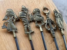 Espetos de kebab turcos vintage de latão e aço inoxidável para grelhar shish conjunto de 5 comprar usado  Enviando para Brazil