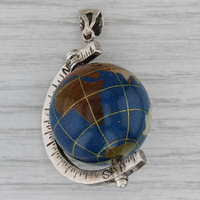 Usado, Globo grande com pingente de bússola prata esterlina multi-pedra mosaico gira comprar usado  Enviando para Brazil