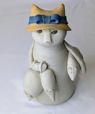 Cerámica firmada Solveig Cox Virginia Studio 1981 "Gato con ratones" - De colección segunda mano  Embacar hacia Mexico