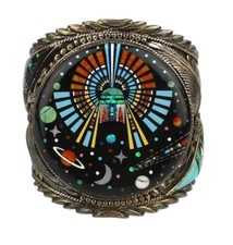Bracelete Cosmic Zuni incrustado pedras preciosas esterlina assinado - Ronni- Ramil Glodove RRG comprar usado  Enviando para Brazil