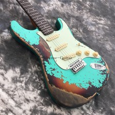 Vintage Personalizado 1963 ST Relíquia de Guitarra Elétrica Desbotada Envelhecida Surf Verde Sobre Sunburst comprar usado  Enviando para Brazil
