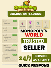 ⭐ PARCEIROS DE JARDINAGEM EVENTO PRÉ-RESERVA TRANSPORTE COMPLETO 80K PONTOS MONOPOLY_GO MOGO ⭐ comprar usado  Enviando para Brazil