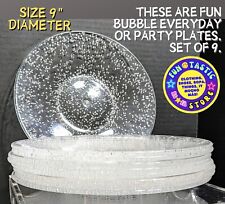 CONJUNTO DE 9 PRATOS DE ACRÍLICO TRANSPARENTE PARA JANTAR/FESTA COM PEQUENAS BOLHAS, 9 POLEGADAS DE DIÂMETRO comprar usado  Enviando para Brazil