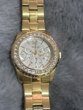 Relógio multifuncional Guess tom dourado resistente à água 35 mml branco strass Bezell comprar usado  Enviando para Brazil