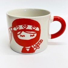 Caneca de café AIWA Co., Ltd menina ninja vermelha cerâmica branca/vermelha xícara de 12 oz feita no Japão, usado comprar usado  Enviando para Brazil