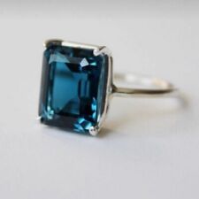 Lindo anel feminino de prata esterlina 925 com pedra preciosa topázio azul feito à mão presente B-59 comprar usado  Enviando para Brazil