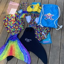 FIN FUN KIDS MERMAID TAIL & MONOFIN Rainbow Reef tamanho 12 infantil com biquíni e sarongue, usado comprar usado  Enviando para Brazil