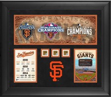 Usado, Giants emoldurado três títulos WS em cinco anos colagem 20x24 e sujeira usada comprar usado  Enviando para Brazil