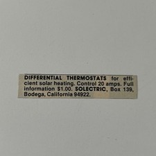 Termostatos diferenciais elétricos para aquecimento solar Bodega CA 1977 Ad SAJ1-S20 comprar usado Termostatos diferenciais elétricos para aquecimento solar Bodega CA 1977 Ad SAJ1-S20 comprar usado  Enviando para Brazil