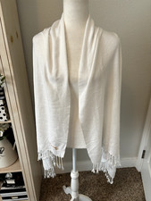 Novo Antigo 29X65" Clássico PASHMINA Lã de Caxemira Xale Branco LENÇO Franjas WRAP comprar usado  Enviando para Brazil