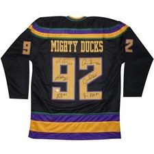 Camiseta de hóquei personalizada Mighty Ducks elenco autografada (preta #92) - 6 assinaturas - , usado comprar usado  Enviando para Brazil