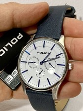 Relógio masculino de quartzo analógico policial não usado, mostrador fácil de ler, pulseira de couro, couro comprar usado  Enviando para Brazil