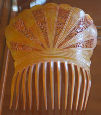 antigo *:CELULÓIDE PENTE DE CABELO ORNAMENTADO VITORIANO GIGANTESCO?  7 1/2" X 7 1/4" L@@K*, usado comprar usado  Enviando para Brazil