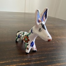 Arte popular cerâmica pintada à mão burro cerâmica miniatura única falha 4" comprar usado  Enviando para Brazil