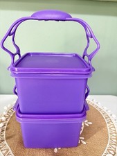 Usado, Tupperware conjunto de dois recipientes com alça roxa, transporte tudo comprar usado  Enviando para Brazil