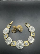SteamPunk Reloj Cara y Estrás Segmento Pulsera con Reloj Engranaje Pendientes Conjunto segunda mano  Embacar hacia Mexico