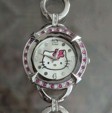 Relógio de coração analógico Sanrio Hello Kitty prata e rosa strass funciona comprar usado  Enviando para Brazil