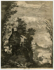 Raro Antiguo Estampado Maestro-PAISAJE-LAGO-Bril-Anónimo-ca. 1615 segunda mano  Embacar hacia Argentina