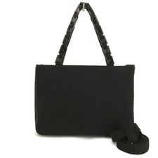 Usado, Bolsa tote de ombro Salvatore Ferragamo Vara de lona com alça de ombro preta/6BF1254 comprar usado  Enviando para Brazil