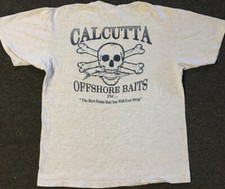 Isca de pesca vintage anos 90 calcutá camisa caveira desbotada S motociclista surf grunge punk skate, usado comprar usado  Enviando para Brazil