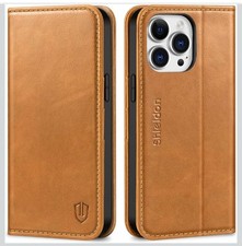Capa carteira Shieldon couro genuíno iPhone 14 Pro Max, bloqueio RFID, suporte, usado comprar usado  Enviando para Brazil