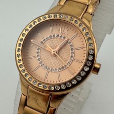 Relógio de quartzo feminino Armani Exchange 50m ouro rosa aço analógico nova bateria 6,25" comprar usado  Enviando para Brazil