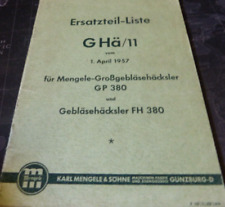 Mengele-Ersatzteilliste G Hä/11 Mengele Großgebläsehäcksler GP 380 / FH 380 1957 comprar usado  Enviando para Brazil