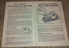 Lionel instruction sheets for sale  Prescott