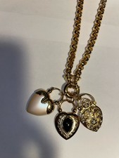 Colar Berloque Joan Rivers Três Corações - Vintage - Corrente Pesada - Intercambiável comprar usado  Enviando para Brazil