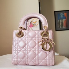 Usado, Mini bolsa Lady Dior vermelha perolada rosa pele de cordeiro ouro hw $5500  comprar usado  Enviando para Brazil