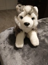 Usado, Animal Alley 10" Pelúcia Lobo Husky Siberiano Cachorro Cinza e Branco Brinquedos Raros "R" Us  comprar usado  Enviando para Brazil