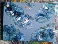 Derramando tinta acrílica arte tela flores abstratas arte única comprar usado  Enviando para Brazil