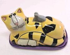 Orange cat butterdish for sale  Guilford