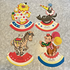 4 cartões de lugar vintage não usados 1950’s DIECUT STAND-UP PARTY TEMA CIRCO INFANTIL comprar usado  Enviando para Brazil