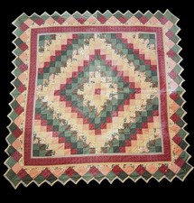Colcha de retalhos vintage diamante costurada à mão Chevron bordas verde vermelho duplo 82x81" comprar usado  Enviando para Brazil