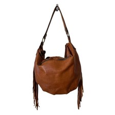 Bolsa de ombro de couro Patricia Nash marrom caramelo com franjas hobo comprar usado  Enviando para Brazil