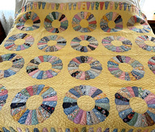 Colcha INCRÍVEL Vintage Dresden Plate ~ Amarelo Manteiga Altamente Costurado - 84x72 P/Q? comprar usado  Enviando para Brazil