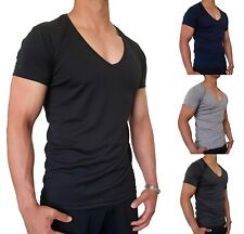 CAMISETA DE CUELLO PROFUNDO EN V PARA HOMBRE QUICK DRY POLYESTER SLIM FIT S - XXL EURO CASUAL MUSCLE segunda mano  Embacar hacia Argentina