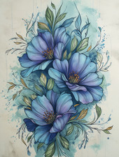 Blue watercolor bloom for sale  House Springs