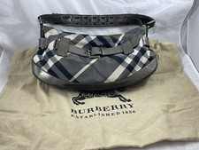 Usado, Bolsa de selim Burberry preta xadrez autêntica com alça de corrente e bolsa de pó (LEIA) comprar usado  Enviando para Brazil