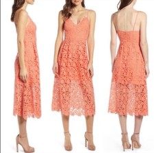 Vestido Midi Feminino Astr The Label Coral Laranja Floral Renda Tamanho P Casamento Primavera comprar usado  Enviando para Brazil