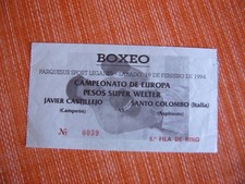 TICKET/BIGLIETTO  SANTO COLOMBO VS JAVIER CASTILLEJO  1994  PUGILATO/BOXE/BOXING comprar usado  Enviando para Brazil