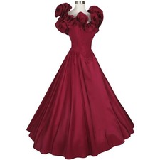 Vestido de baile vintage anos 80 borgonha babado saia completa maxi vestido de festa P comprar usado  Enviando para Brazil