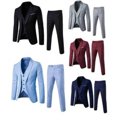 Terno masculino slim fit entalhe lapela botão para baixo casamento formal jaqueta colete calças comprar usado  Enviando para Brazil