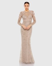 Vestido MAC DUGGAL 18 Taupe 11323 Adornado Hombro Floral Manga Larga Nuevo sin Etiquetas Raro segunda mano  Embacar hacia Mexico