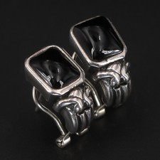onyx earrings sterling for sale  USA