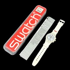 Relógio Swatch Originals Twice Again branco cronógrafo novo SUSW402 pulseira de silicone suíço comprar usado  Enviando para Brazil