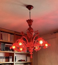 Lampadario rosso vetro usato  Viadana